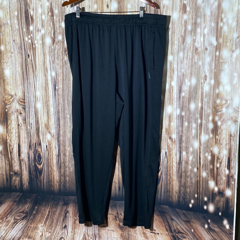 Reebok Men’s Black Sweatpants Wideleg Jogger Logo Zipper Pockets Size 2XL